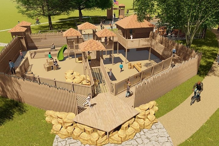 Design rendering: the fort entrance with its limestone approach