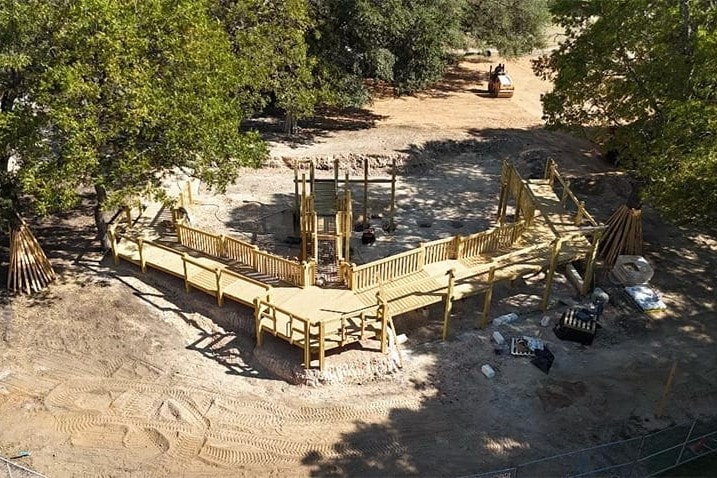 Early framing of the walkways, seen from above