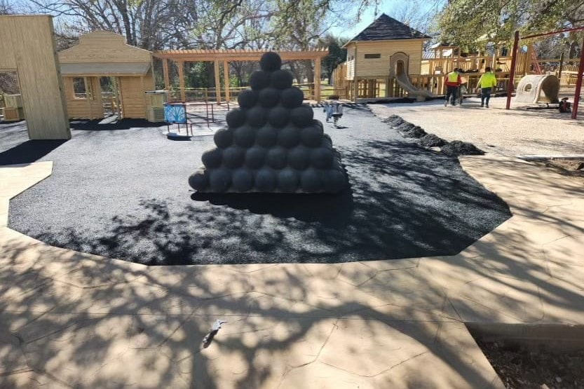 Stacked cannonball pyramid on new surfacing