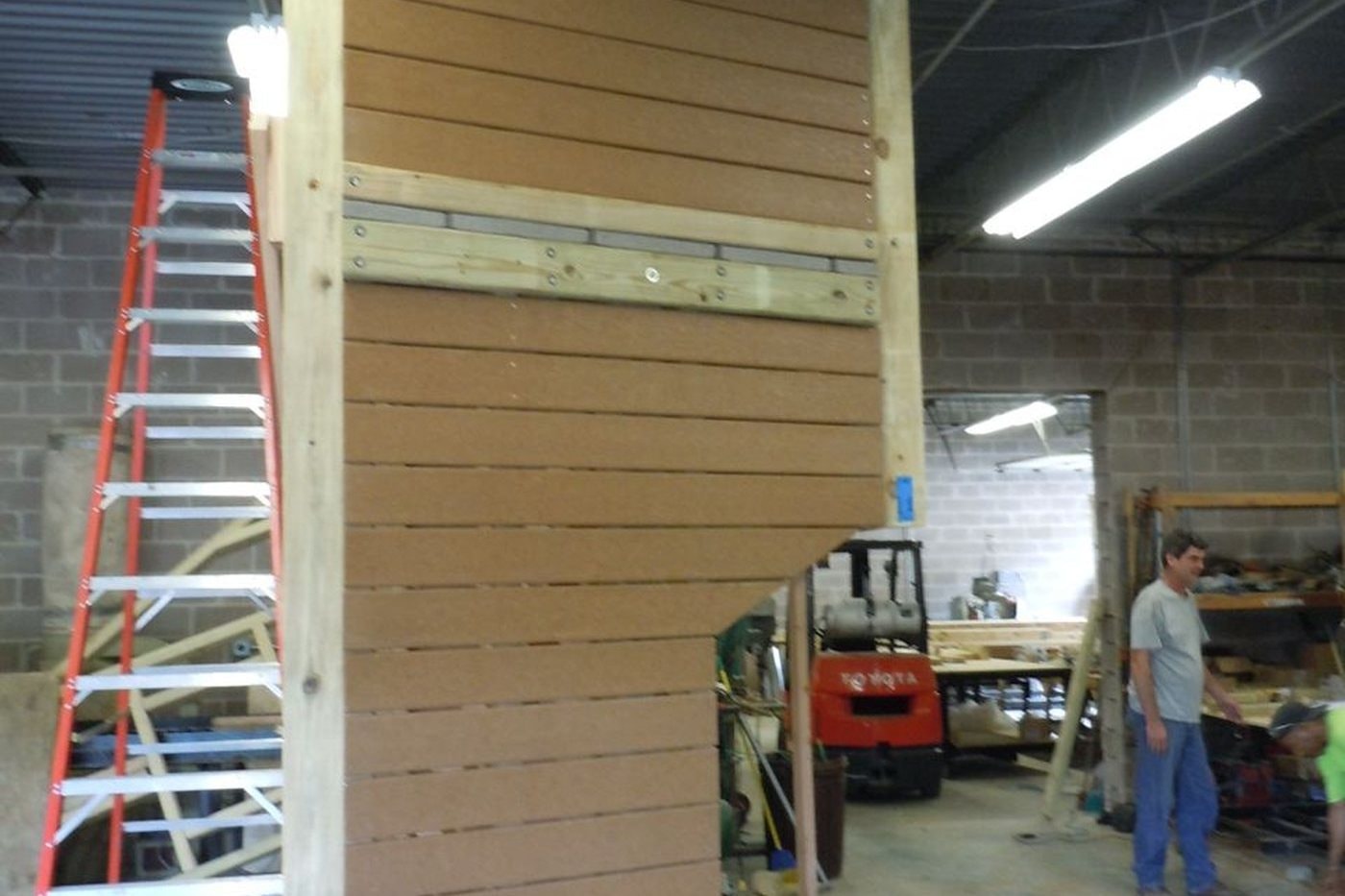 A play structure panel being built in the PlayVentures shop.